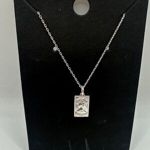 Silver .925 Rectangular Pendant Necklace - Women Jewelry